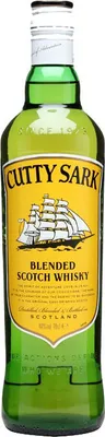 A bottle of Cutty Sark Scotch Whisky.