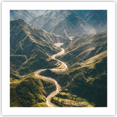 Produktbild von Poster - Poster ohne Rahmen - Berge Weg Wald - 50x50 cm - Wand Bild - Wanddeko - Wandbilder - Kunstposter - Wandposter - Bilder - Kunstdruck - Wanddekoration - Wandbild - P2XAC50x50-4700