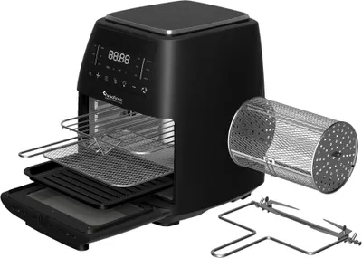 Obrázek produktu pro Horkovzdušná fritéza TurboTronic XL, 12 litrů - AF260 - digitální horkovzdušná fritéza 40–200 °C, Airfryer a sušička potravin, horkovzdušná fritéza se sušící funkcí, vysoký výkon, s fritovacím košem a otočným rožněm, černá schwarz