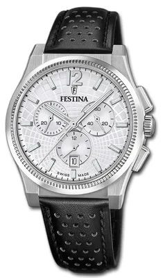Obrázek produktu pro Pánské hodinky Festina, švýcarská výroba, kožený řemínek, černá barva, model D3UF20060/1