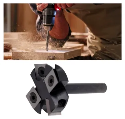 Produktbild von Hartmetall-Fräser zum Abflachen von Platten, 4 Nuten, CNC-Oberflächenfräser mit 1-1/2 Zoll Schnittdurchmesser für Holzbearbeitung