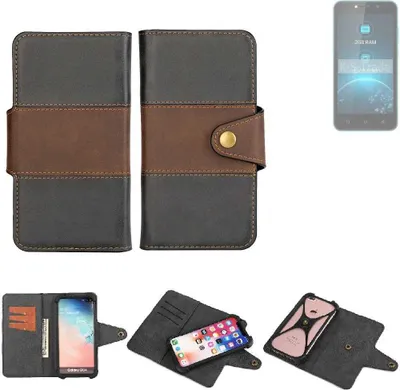 Produktbild von K-S-Trade Handyhülle Schutzhülle Hülle Bookstyle Wallet-Case kompatibel mit Lava Z21 Bumper Rundumschutz schwarz-braun 1x