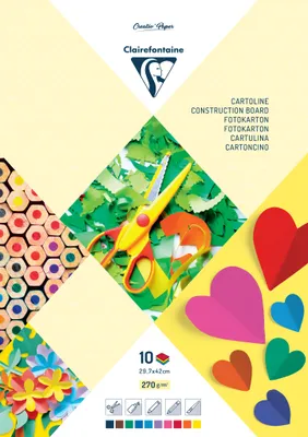 Produktbild von Clairefontaine 5x Farbiges Papier, Block mit 10 Blatt A3 270g/m2 - 97149C
