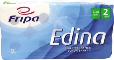 Produktbild von Fripa Toilettenpapier Edina 1010809 2lg. 400Bl. Zellstoff 8 St./Pack.