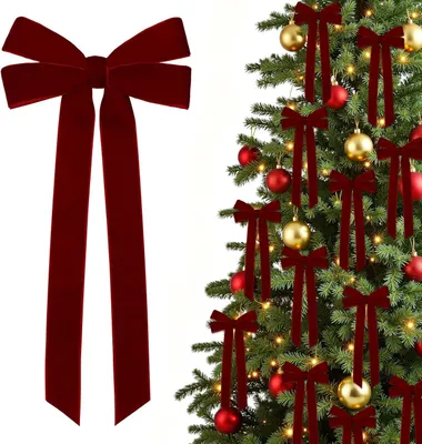 Immagine prodotto di Decorazioni natalizie in velluto, 12 pezzi, 13 x 26 cm, per l'albero di Natale