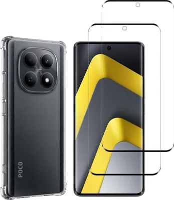Produktbild von Stoßfeste Hülle für Xiaomi POCO M8 5G und 2 Displayschutzfolien aus gehärtetem Glas Phonillico®