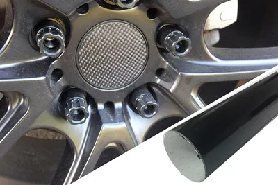 4x Alufelgen Felgen Naben Deckel Design Folie Schwarz Glanz für viele Fahrzeuge – Produktansicht