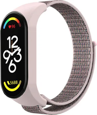 Produktbild von Strap-it Xiaomi Mi Band 7 Nylonarmband (Rosa Sand)
