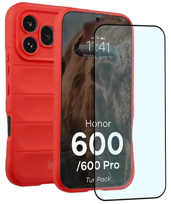 Produktbild von Robuste Handyhülle + gehärtetem Glas für Honor 600 5G / 600 Pro 5G, Bizon Tur Pack, Rot