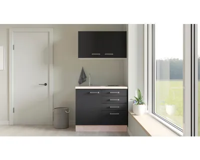 Obrázok produktu pre Minikuchyňa so spotrebičmi Flex Well Santo 100 cm farba čela antracitová matná farba korpusu san remo dub svetlá