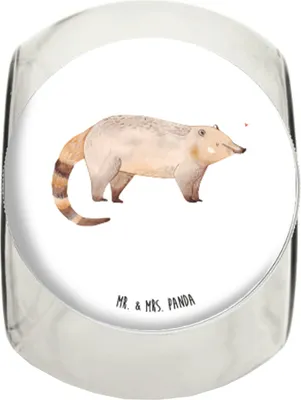 Produktbild von Mr. & Mrs. Panda Bonboniere Nasenbär XL 2000ml - Weiß - Geschenk, Vorratsbehälter, keksglas, Nasenbären, Kaffeedose, Naschglas, Dekoglas, Rüsselbär, Bär, Tiermotive