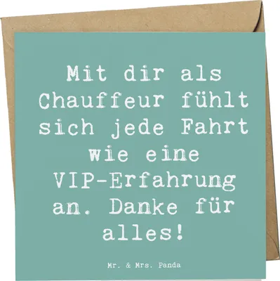 Produktbild von Mr. & Mrs. Panda Grußkarte Spruch VIP Chauffeur - Meeresbrise - Geschenk, Geschenkidee, anlasskarte, VIP-Erfahrung, Bedanken, besondere Momente, Aufmerksamkeit, faltkarte