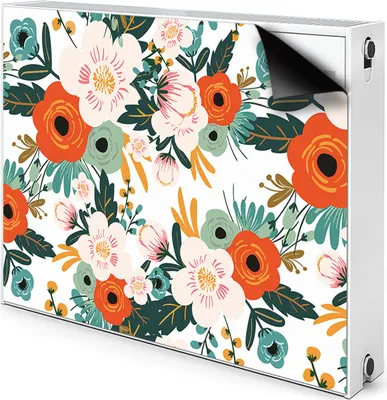 Produktbild von Magnet Radiator Magnet Mat Heizkörperverkleidung Heizkörper-Abdeckung Heizung 110x60 cm  - Farbenfrohe Blumen