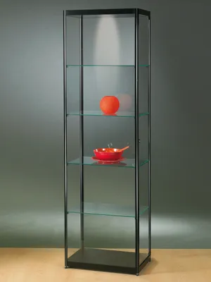 Produktbild von Glasvitrine MPC 600 schwarz eloxiert, mit Beleuchtung