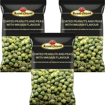 Produktbild von 3er Pack HOT WASABI FLAVOUR MIX | 3x 300g | Royal Orient Erbsen-Erdnuss-Snack