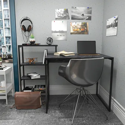 Produktbild von Skye Decor, Rino - Black, Schreibtisch, Schwarz, 100 % MELAMINBESCHICHTETE SPANPLATTEN, 133 x 60 x 76,8 cm