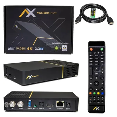 Produktbild von AX Multibox Dual Twin SAT 2x DVB-S2X UHD 4K E2 Receiver HD Receiver PVR Ready
