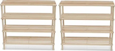 Image de vidaXL Étagères à chaussures avec 4 étagères 2 pcs. Sapin massif
