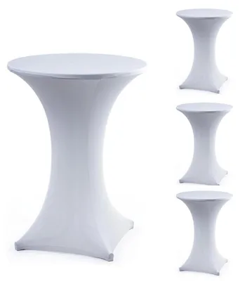 Produktbild von Stehtischhusse 4 Stück rund Ø 80-85 cm Weiß waschbar Polyester