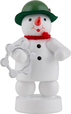 Productafbeelding van Sneeuwpop muzikant met tamboerijn (8 cm) van Zenker Volkskunst