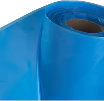 A roll of blue plastic sheeting, likely for construction or packaging.