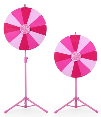 Produktbild von COSTWAY 60cm Glücksrad mit 12 Fächern & klappbarem Dreibein-Ständer, Höhenverstellbares Preisrad mit Markierstift, Whiteboard Schwamm & Tragetasche