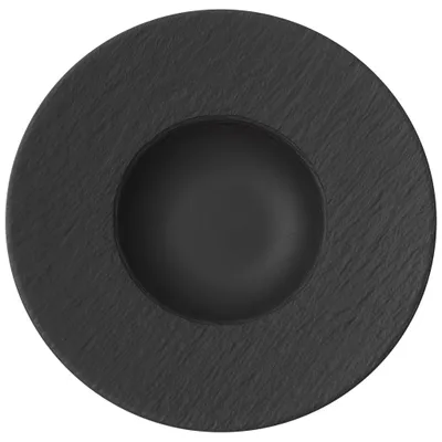 Produktbild von Villeroy & Boch – Manufacture Rock Pastateller 280 mm, 280 ml – Premium Porcelain – Art.-Nr. 1042392790 – EAN 4003686346581 – Vorteilset 4 Stück – inkl. 4 Edelstahl-Trinkhalme