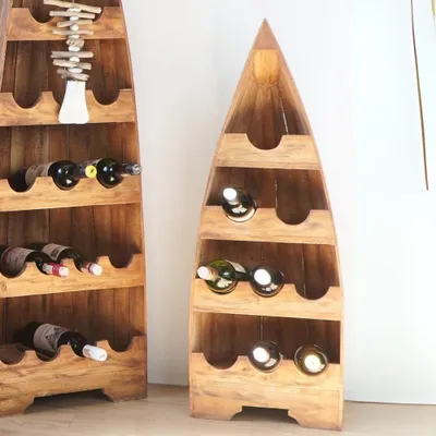 Produktbild von Massivholz Weinregal VINO 100cm Antik-Natural Mahagony Bootsregal