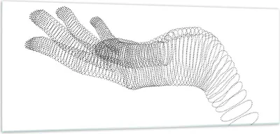 Produktbild von Bilder auf glas - Einteilig - Hand Grafik weiß - 100x40cm - Glasbilder - Wandbilder - Bilder - zum Aufhängen bereit - Wanddekoration aus Glas - Glas Bilder - Wandbild auf Glas - GAB100x40-4427