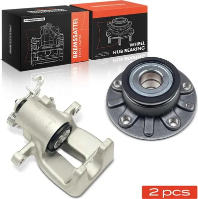Produktbild von Frankberg 1x Bremssattel + 1x Radnabe Hinterachse Rechts für Audi A3 VW Golf 5 Seat Altea Leon 2003-2015