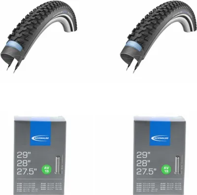Produktbild von 2x Schwalbe Drahtreifen MARATHON PLUS MTB 29x2.10 54-622 E-25 + 2x Schlauch A...