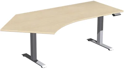 Immagine prodotto di Tavolo elevatore elettrico, regolabile in altezza di 135° a sinistra, 2166x1130x730-1230, acero/argento