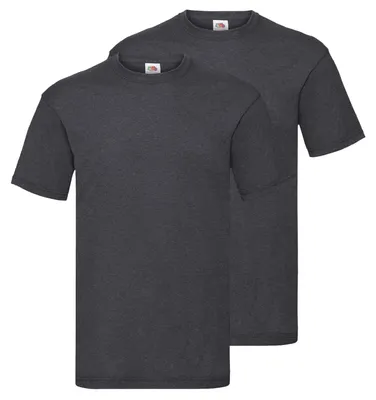 Produktbild von Doppelpack Fruit of the Loom Valueweight T-Shirt + GRATIS MyShirt Stoffbeutel Farbe: dunkelgrau meliert Größe: L