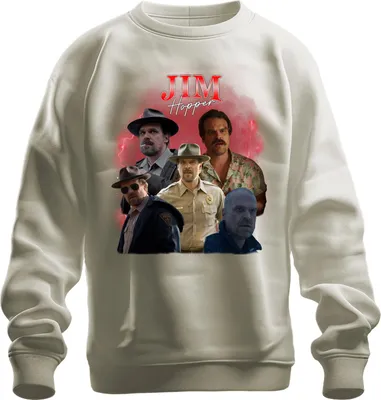Immagine prodotto di Jim Hopper Stranger Sheriff Hawkins Police Gift Series 90s Bootleg Felpa Unisex Pullover, Nature, L