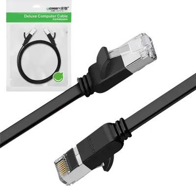Immagine prodotto di Ugreen Nw101 Cavo di rete piatto con spine in metallo, Ethernet Rj45, Cat.6, Utp, 2M (nero)