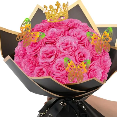Kunstrosen-Bouquet 24 Stück, glitzernd, DIY, rosa