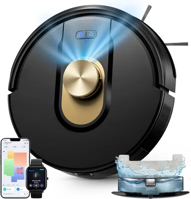 Image de Aspirateur-serpette robot, puissance d'aspiration 5000 Pa, navigation LiDAR, niveau sonore de 50 dB, autonomie de 150 minutes, 15 zones interdites, 5 cartes, contrôle via application