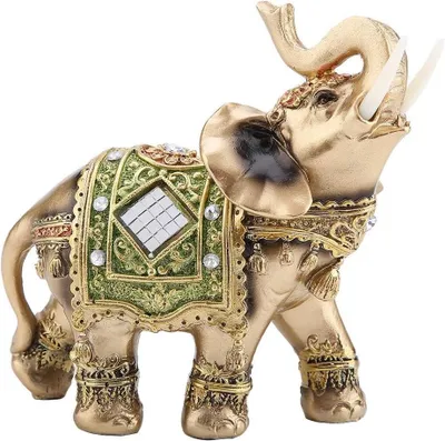 Productafbeelding van Olifant Beeldje - Feng Shui Figuur - Geluk Brengen - Hoge Kwaliteit Hars - 14 x 14 x 8 cm