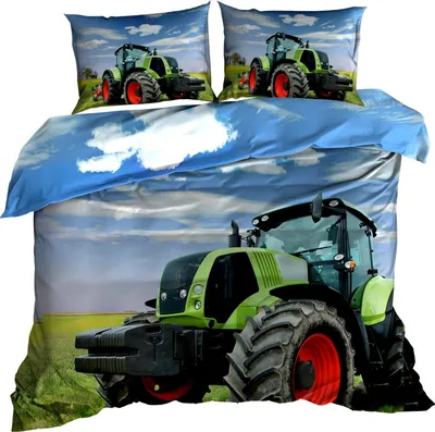 Zdjęcie produktu dla Pościel 3D z satyny bawełnianej 200 x 220 cm ZIELONY TRAKTOR