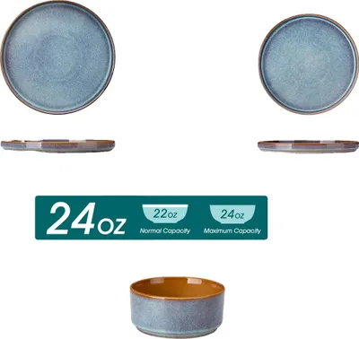 Immagine prodotto di Set di stoviglie, design elegante, materiale ecologico, blu 24 pezzi