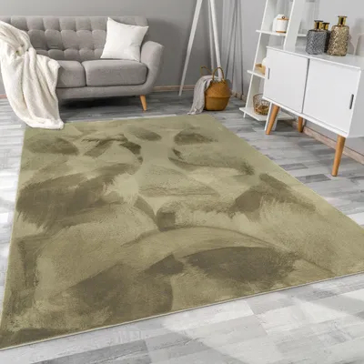 Produktbild von Teppich Kurzflor waschbar Einfarbig Wohnzimmer schmutzabweisend Grün Rechteckig 240x340 | 100% Polyester | Florhöhe: 10 mm