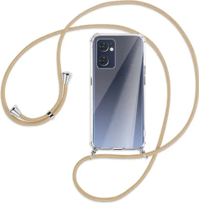 Produktbild von Handykette Backcover-Schutzhülle mit Band (Metall silberfarben) für Oppo Reno7 5G / Find X5 Lite - caramel