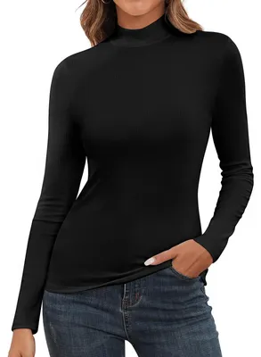 Produktbild von Damen Rollkragenpullover Lange Ärmel - Hoher Kragen - Slim-Fit - Einfarbig - Weicher Strickpullover - Atmungsaktives Material - Damenpullover