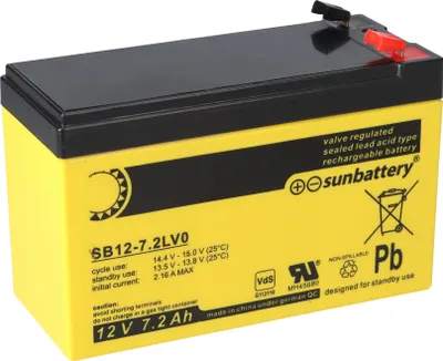 Produktbild von SUN Battery SB12-7.2LV0 AGM Akku 12V 7,2Ah Blei-Akku mit VDS