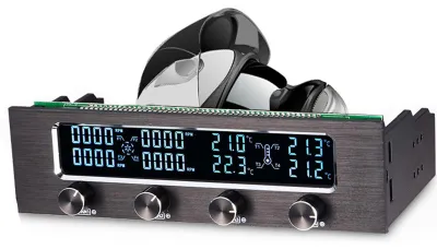 Produktbild von Lüftersteuerung für CPU-Kühlung mit LCD-Display und Temperatursensor