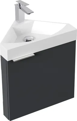 Produktbild von Gäste WC Eckbadmöbel Diamant Slimline Gästebad SoftClose grafit : Grafit Varianten: Grafit