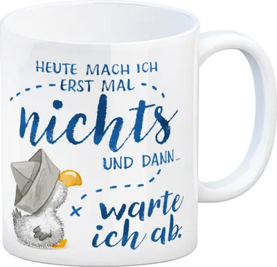 Produktbild von Möwe Kaffeebecher mit Spruch Heute mach ich erst mal nichts