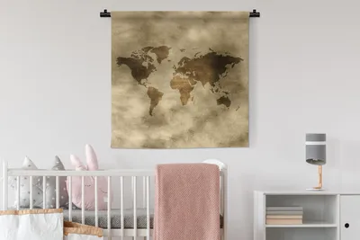 Produktbild von MuchoWow® Wandteppich Wandbehang Weltkarte - Papyrus - Antiquitäten 90x90 cm Tapisserie Dekoration Wandtuch - Wandaufhänger