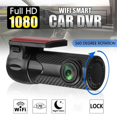 Image de caméra DVR Wifi 360 degrés pour voiture avec capteur G Vision nocturne Grand Angle 170 degrés Vidéo Hd 1080p Noir