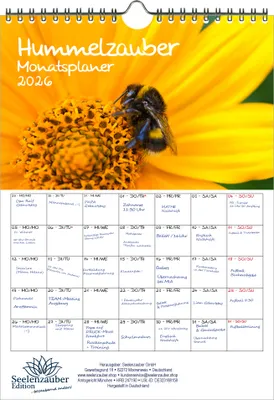 Produktbild von Hummelzauber Planer DIN A4 Kalender für 2026 Hummeln - Seelenzauber
